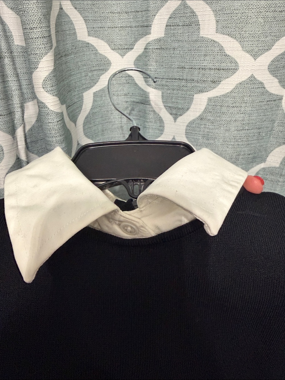 Lauren Ralph Lauren Black Long-Sleeve Dress with White Collar and Cuffs - Picture 12 of 12